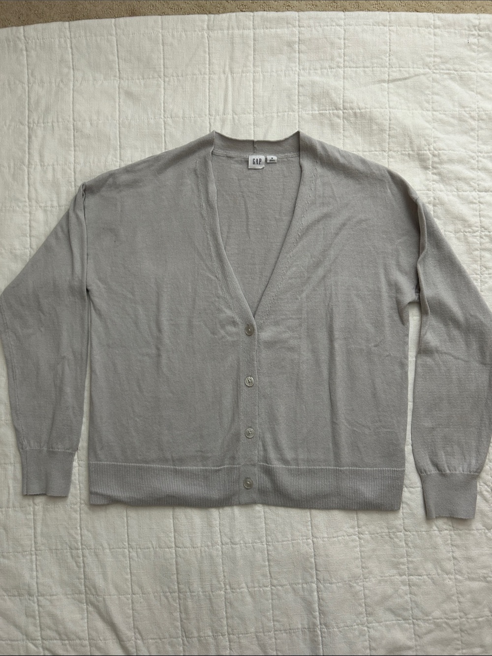 GAP Light Gray V-Neck Button Cardigan